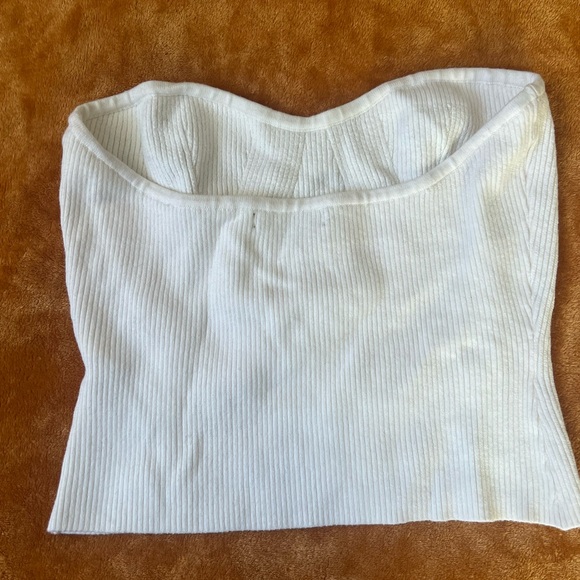White Strapless Ribbed Top - Picture 3 of 3